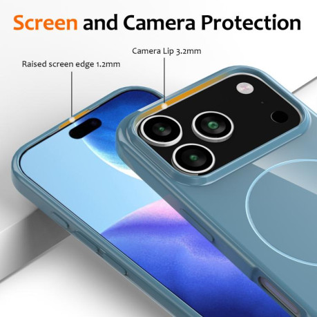 Противоударный чехол Glossy TPU Shockproof MagSafe на iPhone 17 Pro - синий