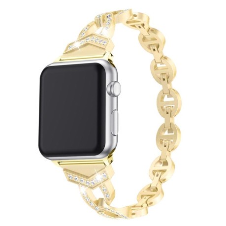 Ремешок 8-shaped VO Diamond-studded Solid Stainless Steel для Apple Watch Series 3 / 2 /1 38mm-золотой