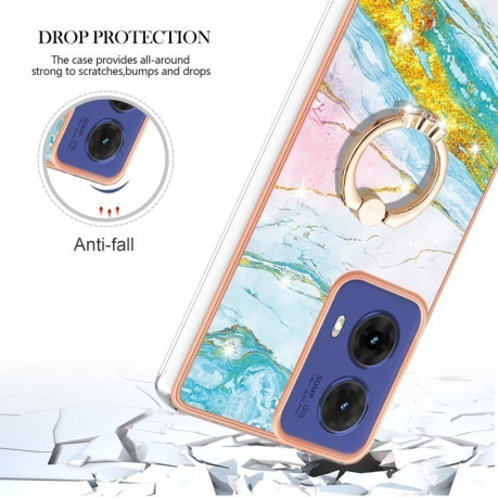 Чехол Electroplating with Ring Holder для Motorola Moto G85 - Green