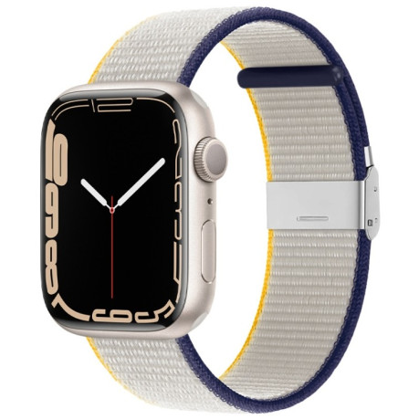 Ремешок Metal Buckle Nylon Strap для Apple Watch Ultra 49mm /45mm /44mm /42mm - белый