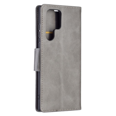 Чехол-книжка Retro Lambskin Texture для Samsung Galaxy S22 Ultra 5G - серый