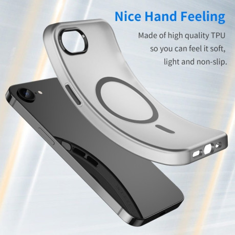 Противоударный чехол MagSafe Frosted Translucent TPU + PC для iPhone 16e - черный