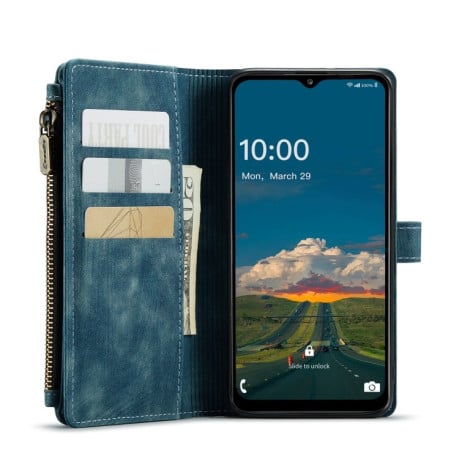 Кожаный чехол-кошелек CaseMe-C30 для Samsung Galaxy A13 4G - синий