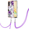 Протиударний чохол Electroplating IMD with Lanyard для OPPO Reno8 T 4G - Flower