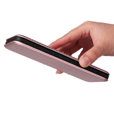 Чохол-книжка Carbon Fiber Texture на Realme GT Neo 5 5G / GT3 5G- рожевий