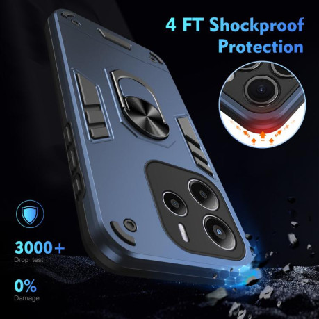 Ударозахисний чохол Shockproof Metal Ring Holder для Xiaomi Redmi Note 14 4G 164.84mm - синій