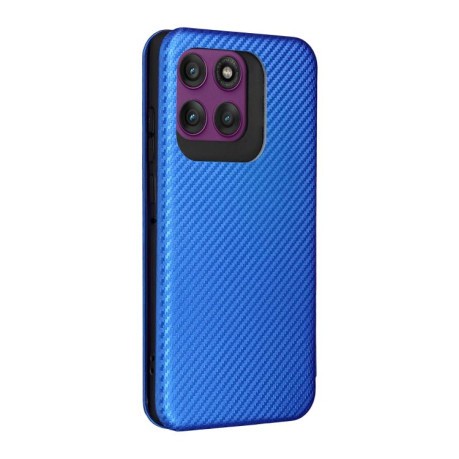 Чехол-книжка Carbon Fiber Texture на Motorola Edge 60 Pro - синій