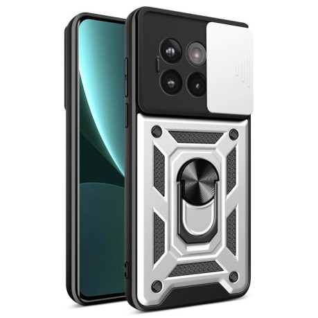 Противоударный чехол Camera Sliding для OnePlus 13R/Ace 5/Ace 5 Pro - серебристый