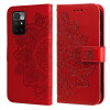 Чехол-книжка 7-petal Flowers Embossing для Xiaomi Redmi 10 - красный