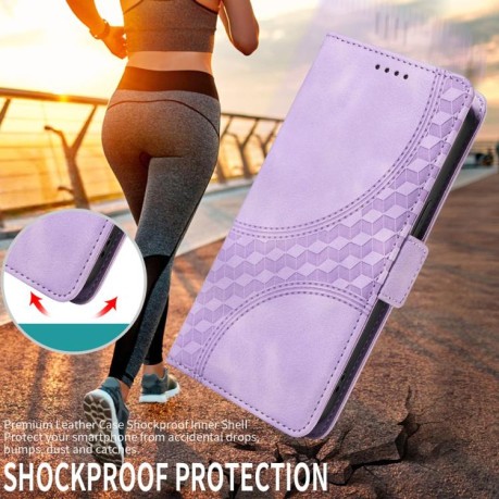 Чохол-книжка Embossed Rhombus Starry Leather для Motorola Moto G15/G15 Power - фіолетовий