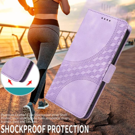Чехол-книжка Embossed Rhombus Starry Leather для Xiaomi Redmi Note 14 4G 164.84mm - фиолетовый