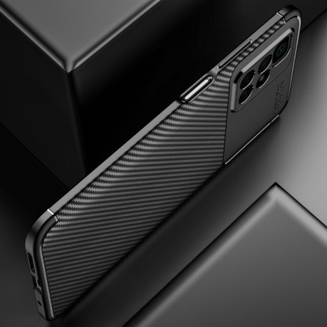 Ударозащитный чехол HMC Carbon Fiber Texture на Xiaomi Redmi 10/10 Prime - коричневый