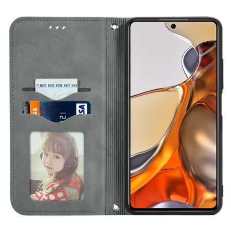 Чехол-книжка Retro Skin Feel Business Magnetic на Xiaomi Mi 11T / 11T Pro - серый