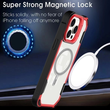 Противоударный чехол Transparent Acrylic MagSafe Lens Holder на iPhone 16 Pro Max - розовый