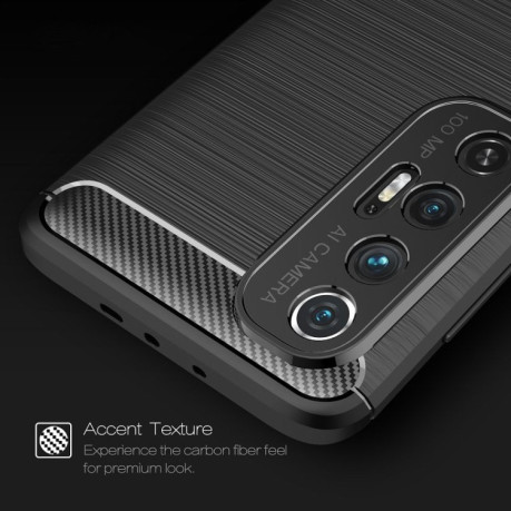 Чехол Brushed Texture Carbon Fiber на Xiaomi Mi 10S - черный