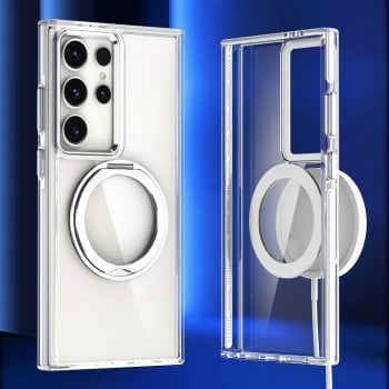 Противоударный чехол Magnetic 360 Degree Rotating Holder на Samsung Galaxy S24 Ultra 5G - белый