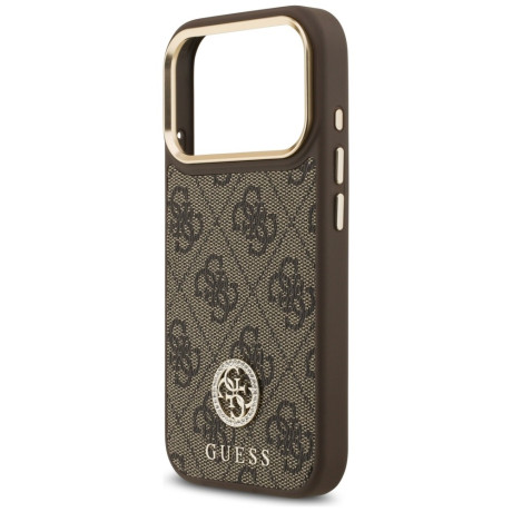 Оригінальний чохол Guess 4G Strass Logo з MagSafe на iPhone 17 Pro - brown