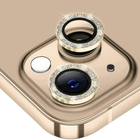 Защитное стекло на камеру для ENKAY Glitter для iPhone 14 / 14 Plus - золотые
