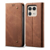 Чехол книжка Denim Texture Casual Style на Motorola Edge 50 Ultra - коричневый