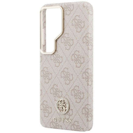 Оригінальний чохол Guess 4G Rhinestone Round Logo з MagSafe для Samsung Galaxy S26 Ultra — рожевий