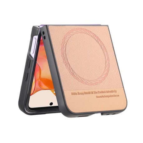 Чехол Twill Fabric Leather Skin Magnetic для Motorola Razr 60 Ultra - рожевий