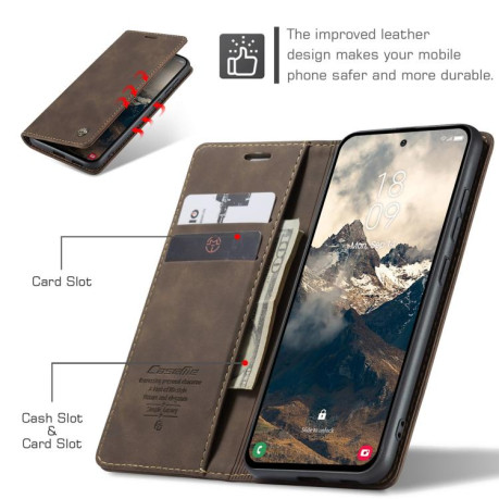 Чехол-книжка CaseMe-013 Multifunctional на Samsung Galaxy S25 Edge 5G - кофейный