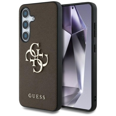 Оригинальный чехол Guess Grained Big 4G Logo Small Classic Logo для Samsung Galaxy S25 Plus - Brown