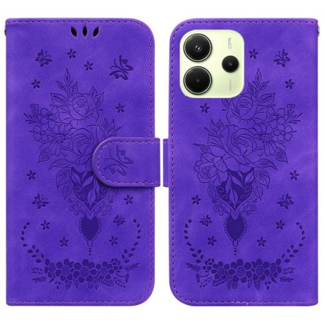 Чохол-книжка Butterfly Rose Embossed для Xiaomi Redmi Note 14 4G 164.48mm - фіолетовий