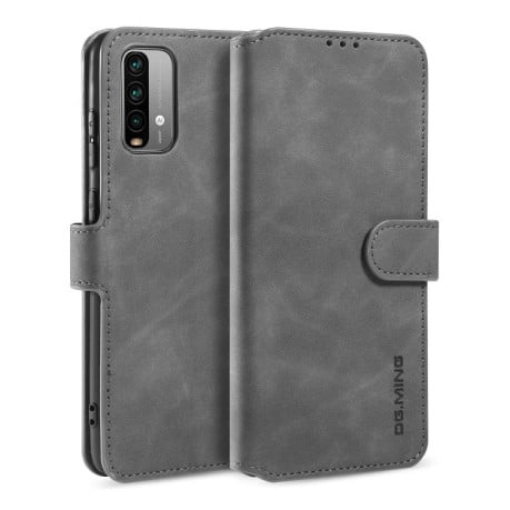 Чехол-книжка DG.MING Retro Oil Side на Xiaomi Poco M3 Pro/Redmi Note 10 5G/10T/11 SE - серый