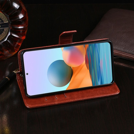 Чохол-книжка idewei Crazy Horse Texture на Xiaomi Redmi Note 10 Pro - пурпурно-червоний