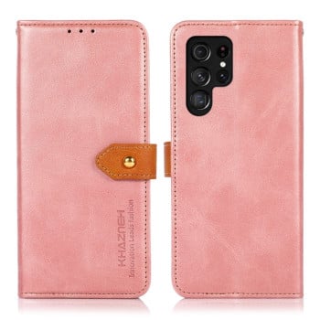 Чохол-книжка KHAZNEH Dual-color Cowhide на Samsung Galaxy S24 Ultra 5G - рожеве золото