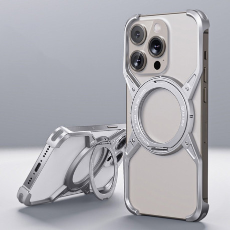 Протиударний чохол Aluminum Alloy Frameless 360-Degree Rotating для iPhone 16 Pro - сріблястий