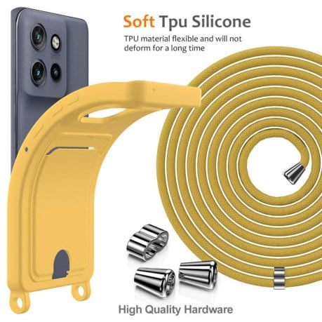 Силиконовый чехол Integrated Card Bag Solid Color Liquid Silicone на Motorola Edge 50 Neo / 60 Neo — жёлтый