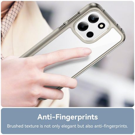 Противоударный чехол Colorful Acrylic Series с цветной силиконовой боковиной на OnePlus Nord 6 5G — прозрачный/серый