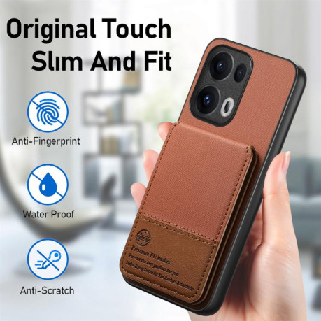 Чохол Twill Fabric Leather Vertical Flip RFID для OPPO Reno13 Pro Global - коричневий