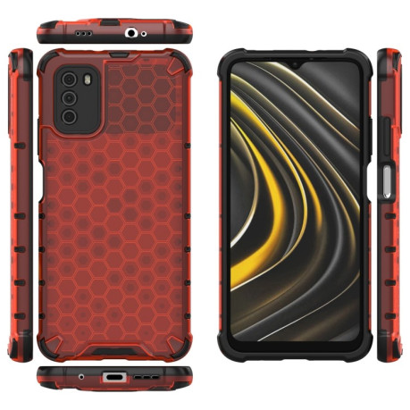 Противоударный чехол Honeycomb на Xiaomi Poco M3 - красный