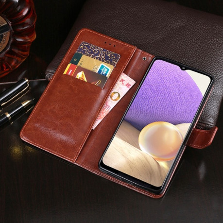 Чехол-книжка idewei Crazy Horse Texture на Samsung Galaxy A32 4G - пурпурно-красный