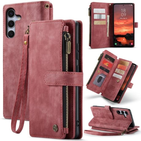 Чехол-кошелек CaseMe-C30 для Samsung Galaxy S25+ 5G - красный