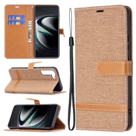 Чехол-книжка Color Matching Denim Texture на Samsung Galaxy S22 Plus 5G - коричневый
