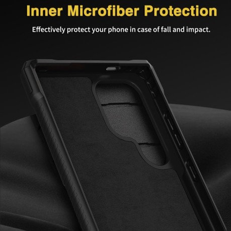 Протиударний чохол Full Coverage Phone Case with Holder / Card Slot для Samsung Galaxy S24 Ultra 5G - чорний
