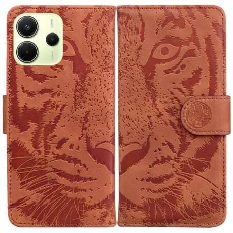 Чехол-книжка Tiger Embossing для Xiaomi Redmi Note 14 4G 164.84mm - коричневый