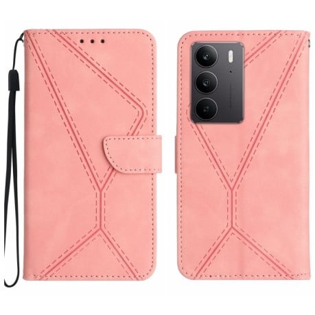 Чехол-книжка Stitching Embossed Leather на Realme C75 4G - розовый