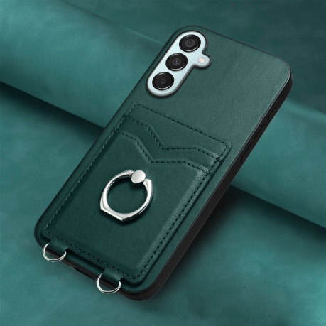 Противоударный чехол R20 Ring Card Holder для Samsung Galaxy F15 / M15 - зеленый