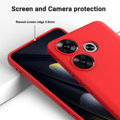 Силиконовый чехол Solid Color Liquid Silicone на Xiaomi Poco F6 - красный