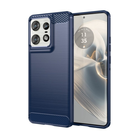 Протиударний чохол Brushed Texture Carbon Fiber на Motorola Edge 50 Pro - синій