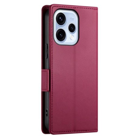 Чехол-книжка Side Buckle Magnetic Frosted Leather на OPPO Reno15 5G / Reno 15c 5G — розовое бордовый