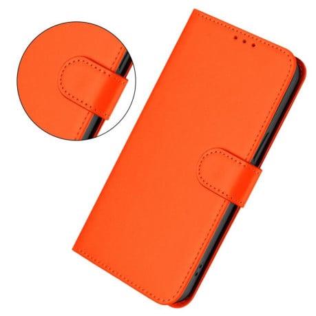 Чехол-книжка с мягким покрытием (Skin Feel) со шнурком на Infinix Smart 10 4G - оранжевый