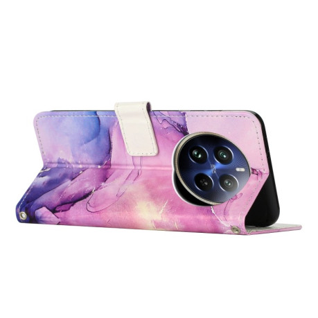 Чехол-книжка Painted Marble Pattern для Realme 12+ 5G/12 4G/13 4G - фиолетовый
