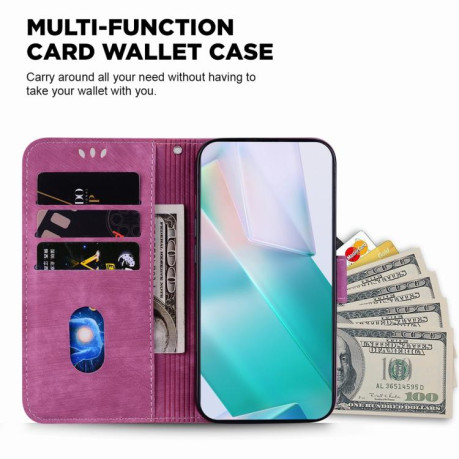 Чехол-книжка Little Tiger Embossed Leather на  Xiaomi Redmi Note 14 4G 164.48mm - пурпурно-красный