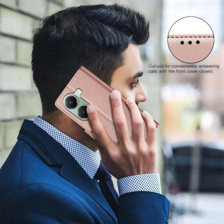 Чехол-книжка Litchi Texture RFID Anti-theft Leather для Xiaomi Poco X7 Pro - золотой